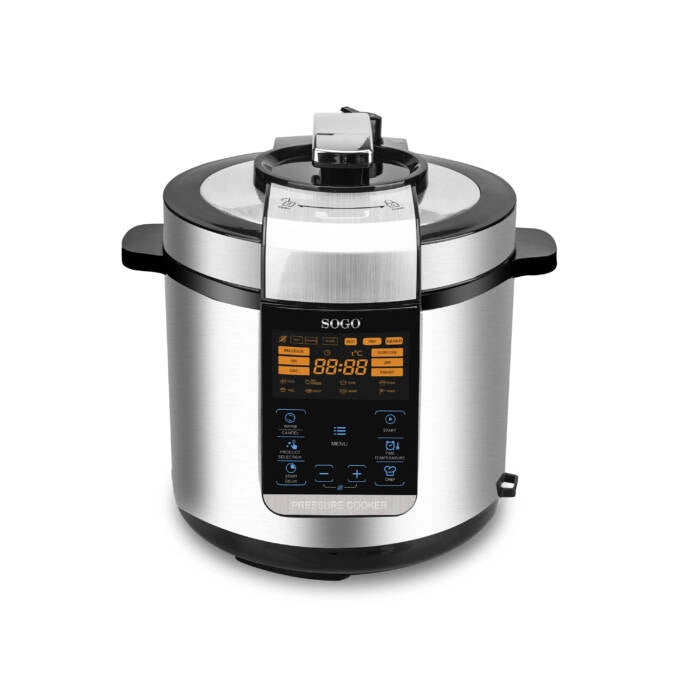 Multicooker a pressione elettrico 6L 1000W con 15 programmi e timer 24h, pentola antiaderente e cottura automatica - Sogo