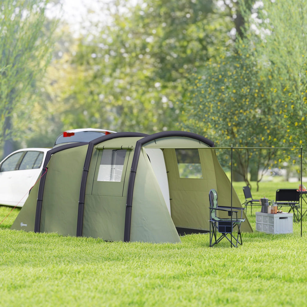 Tenda da campeggio tunnel gonfiabile per 3-6 persone ¨C zephmum ¨C verde oliva con vestibolo e finestre a rete