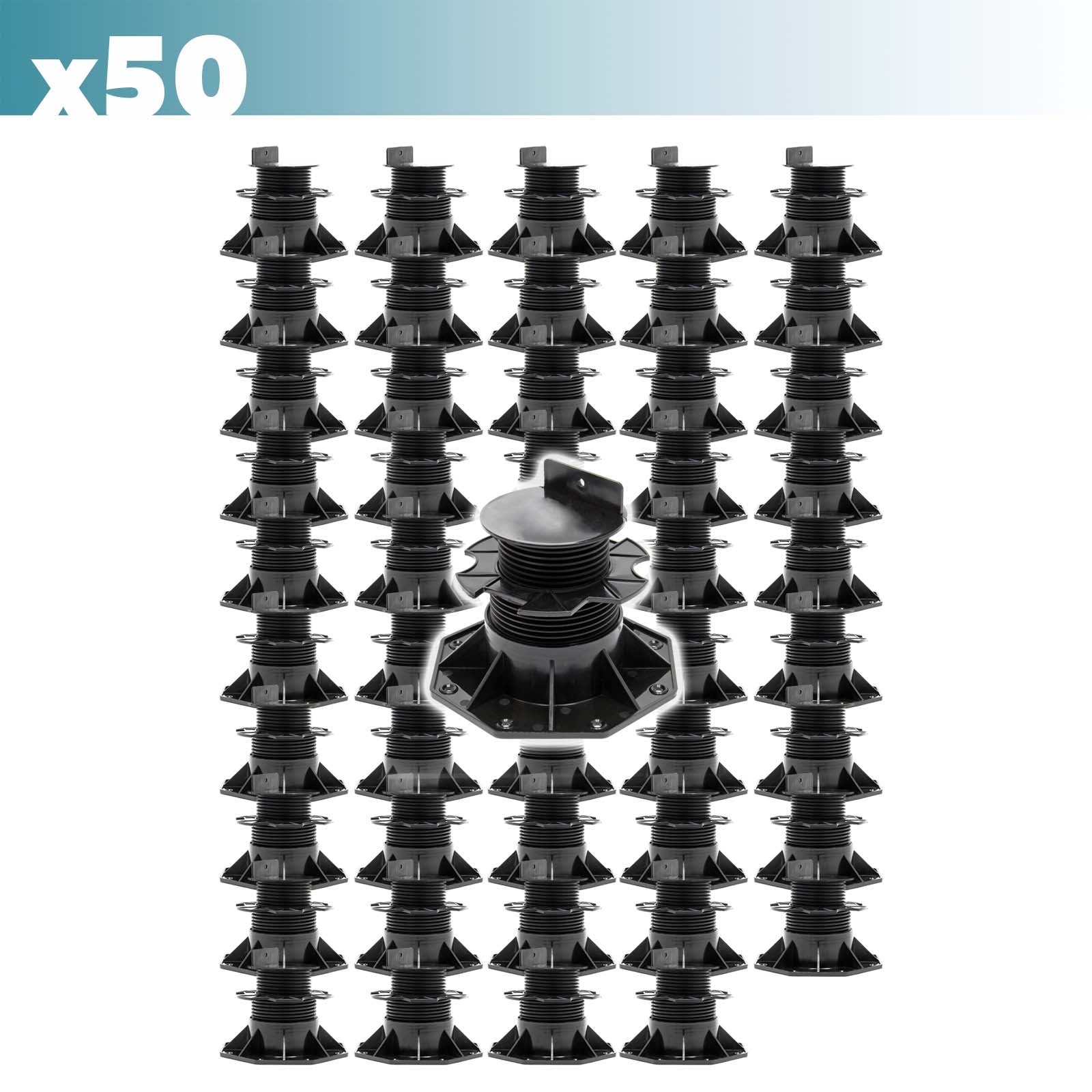 Set 50 supporti per pavimenti galleggianti, altezza regolabile 60-128mm Max 2700 kg, Pavimenti Decking