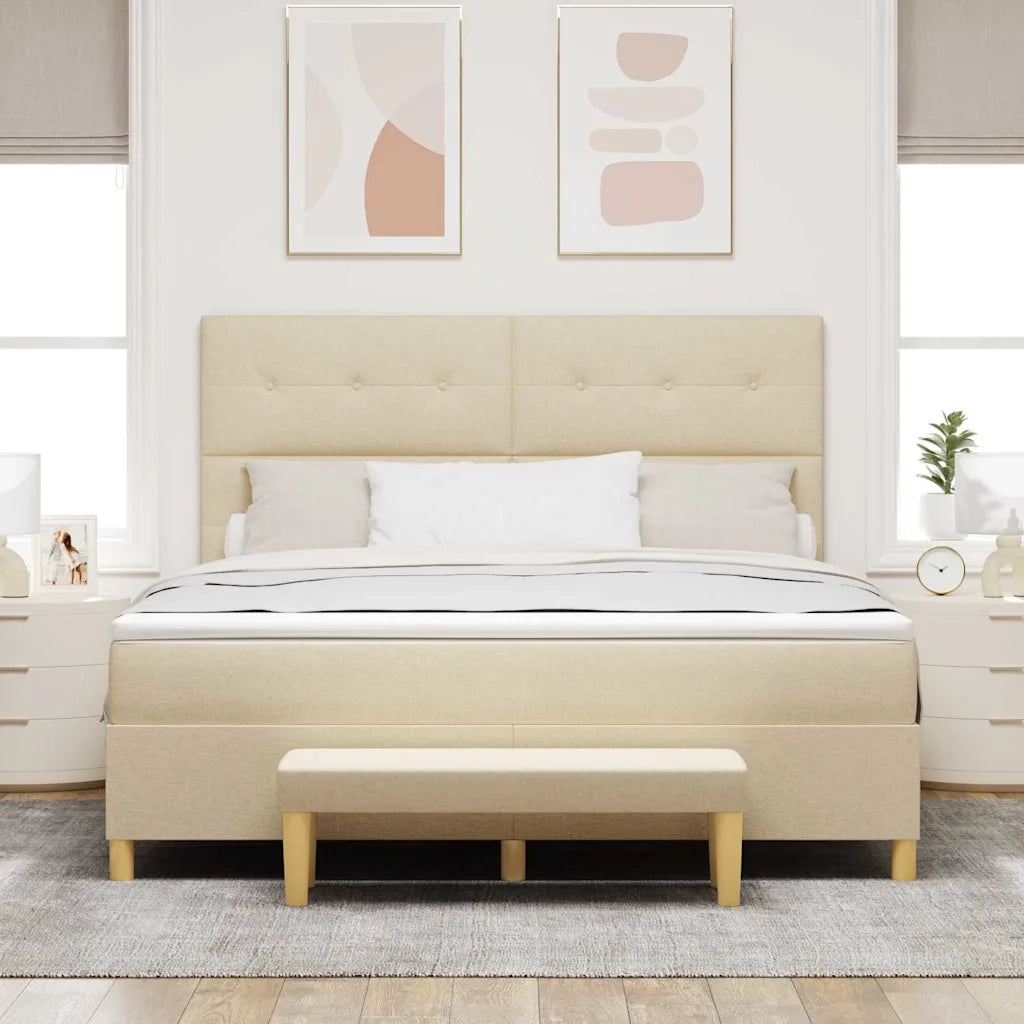 Letto a molle con testiera Crema 200 x 180 cm Tessuto 3344322
