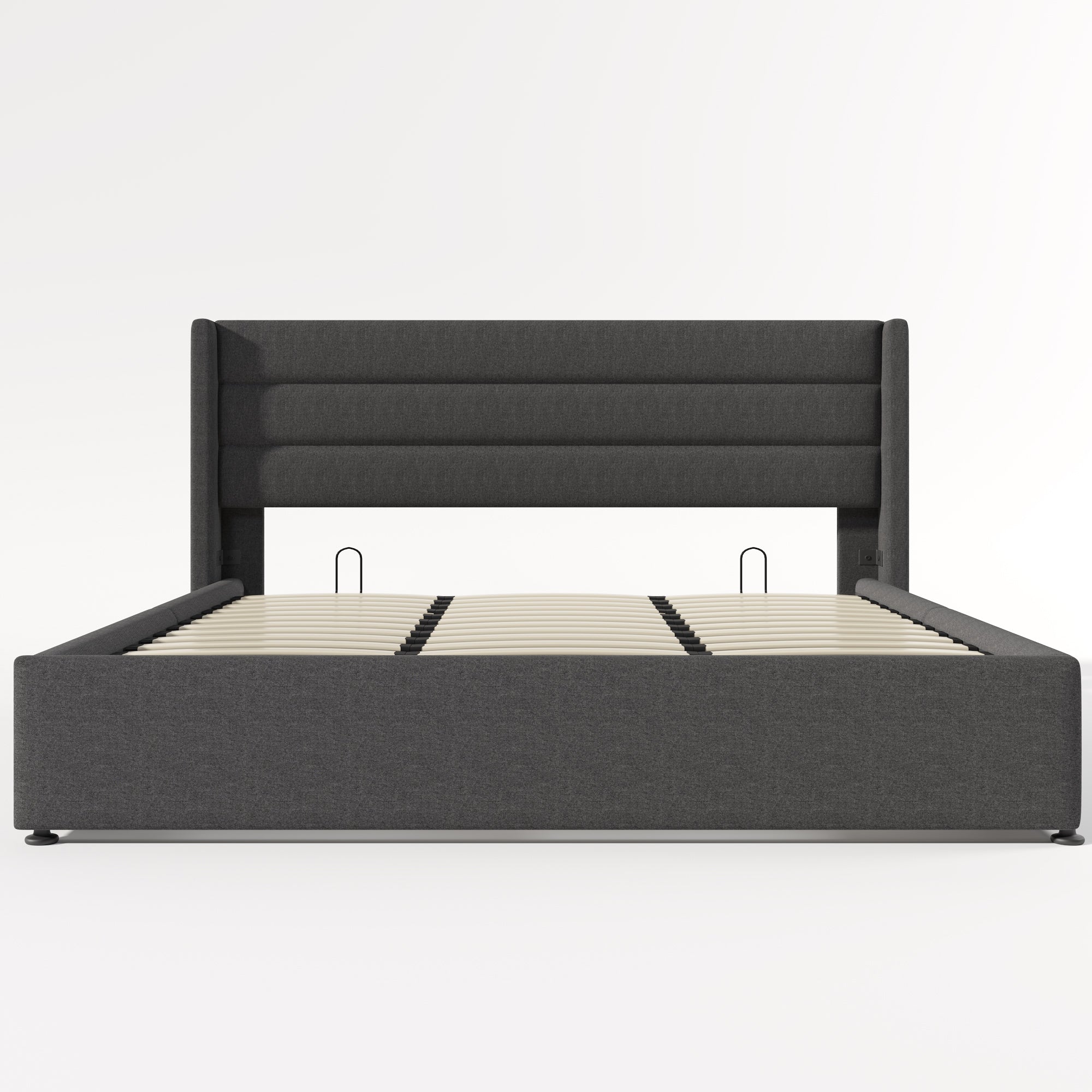 Letto imbottito 180x200 - Xylo - Grigio, struttura idraulica