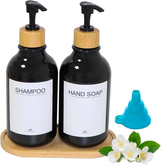 Set di 2 dispenser di sapone - detersivo e sapone per le mani - 500 ml - bagno e cucina - plastica