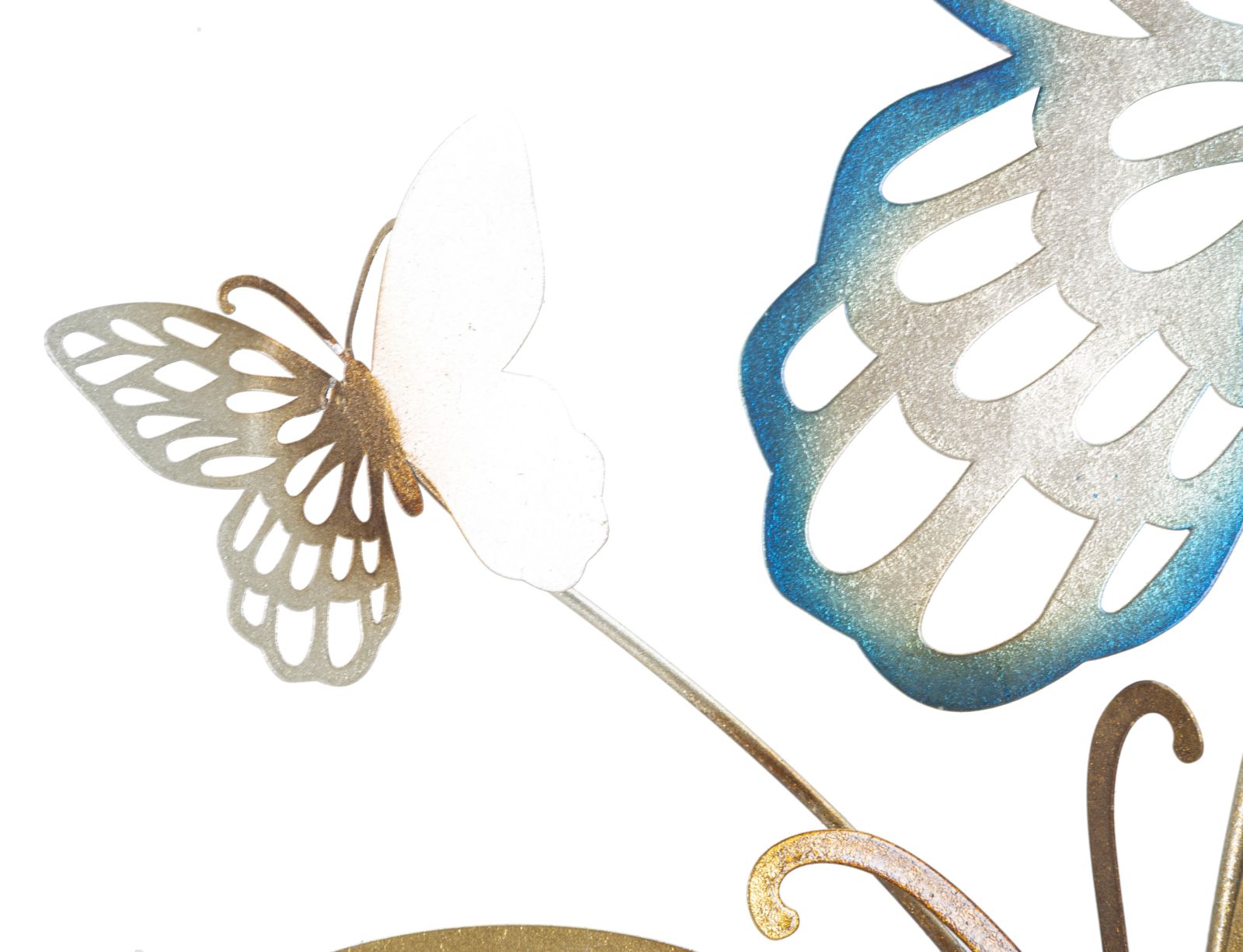 Pannello da Muro Farfalle Oro e Celeste C 59,5x4x111,5 cm in Ferro