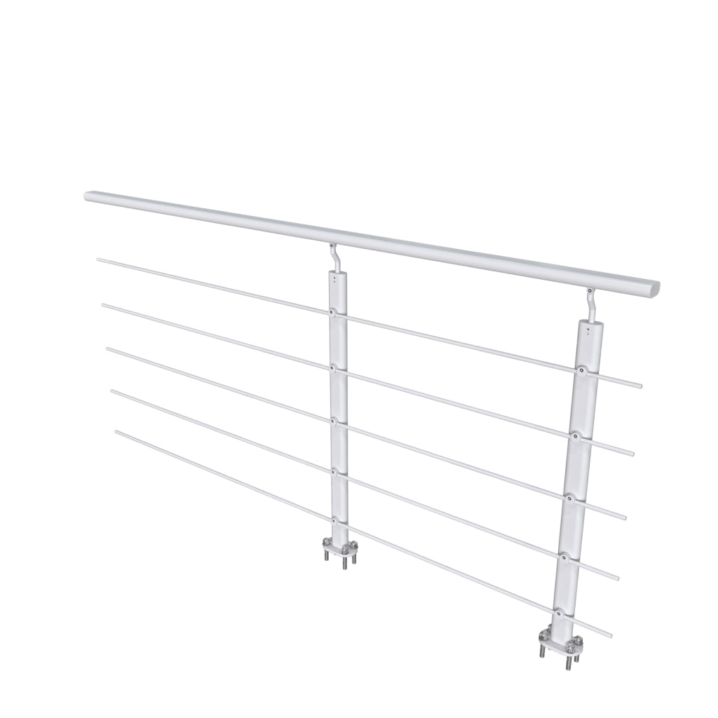 Ringhiera Parapetto in Alluminio Argento Opaco 200x100cm per interni ed esterni a Fissaggio a Pavimento