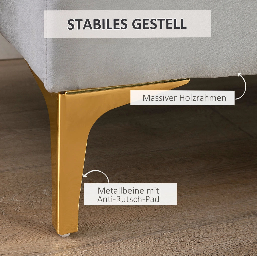 Panca imbottita grigio chiaro 118x45x42 cm