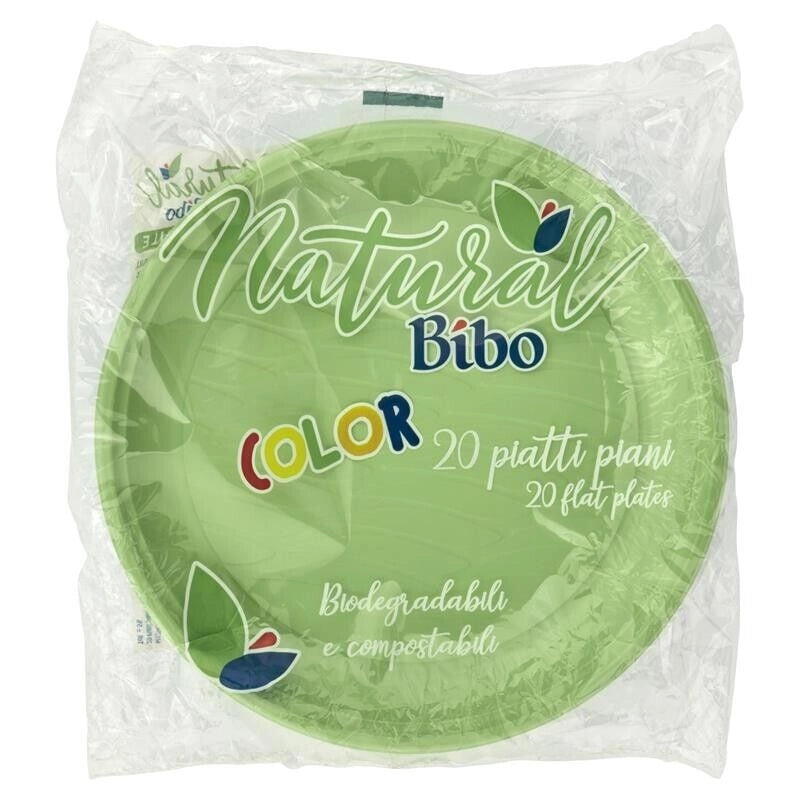 MAURY'S PIATTI PIANI BIOPLASTIC DIAMETRO 21,5 CM 20 PEZZI IN COLORAZIONE VERDE