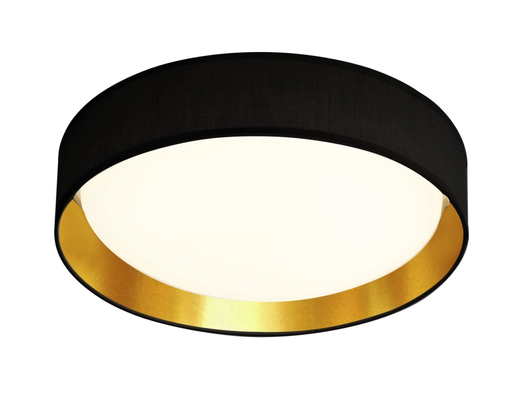 Plafoniera Contemporanea Gianna Acciaio Nero Tessuto Oro Led 25W 3000K