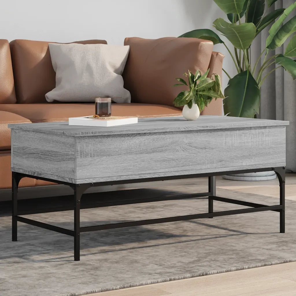 Tavolino-Tavolino da soggiorno-Tavolo Grigio Sonoma 100x50x45 cm Legno Multistrato e Metallo 375674