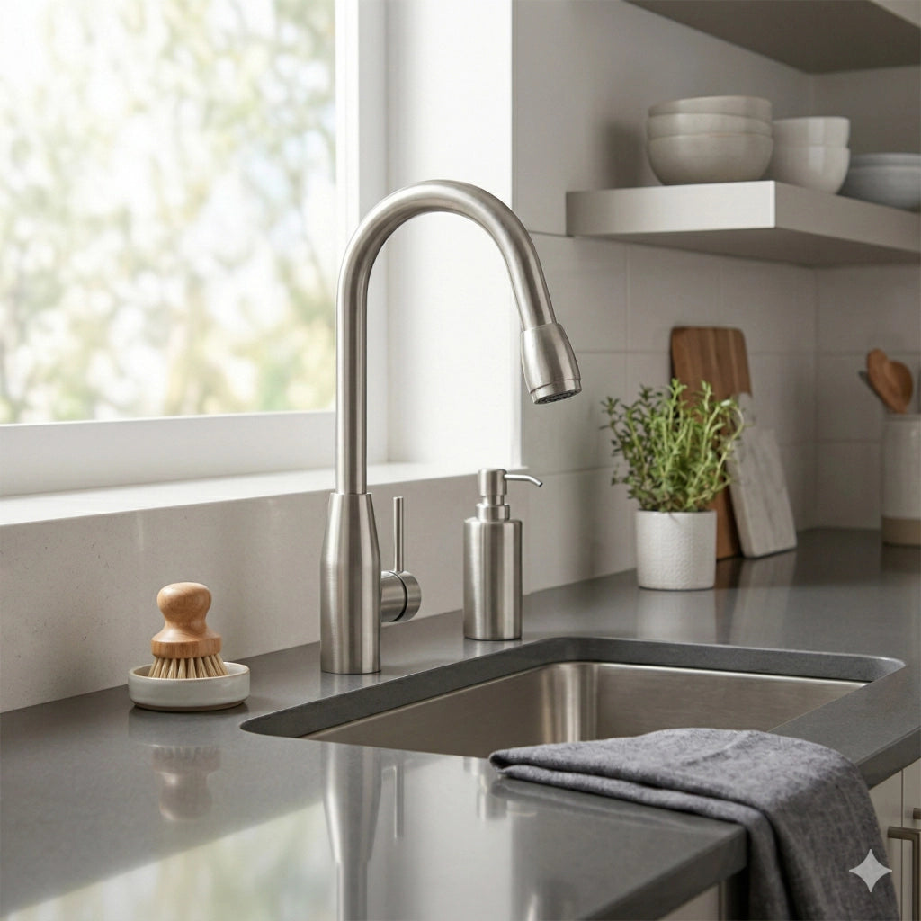 RUBINETTO MISCELATORE CUCINA MONOCOMANDO CROMATO COLLO ALTO GIREVOLE ACQUA 8066