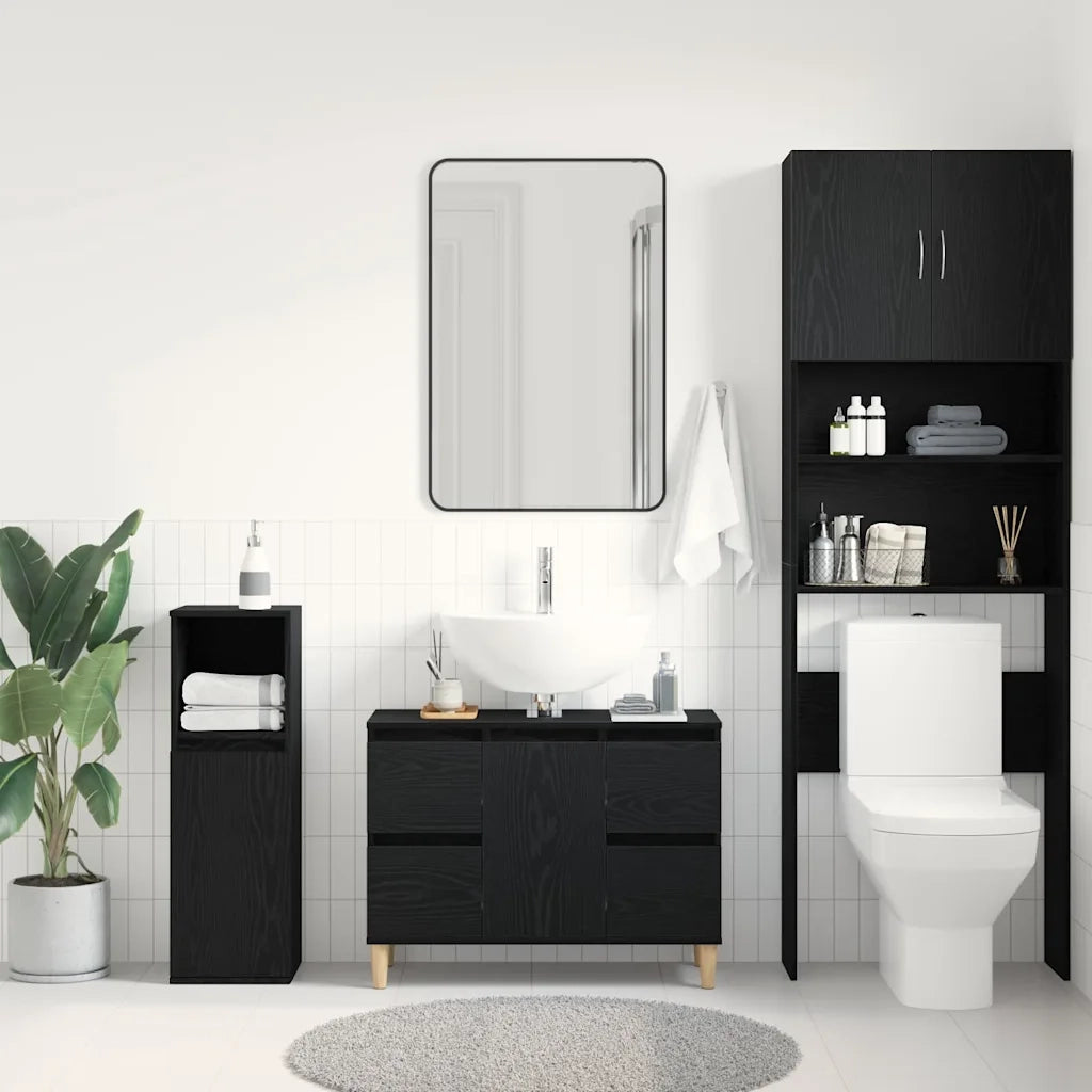 Armadio per Lavabo da Bagno Rovere Nero 80 x 33 x 60 cm 862813