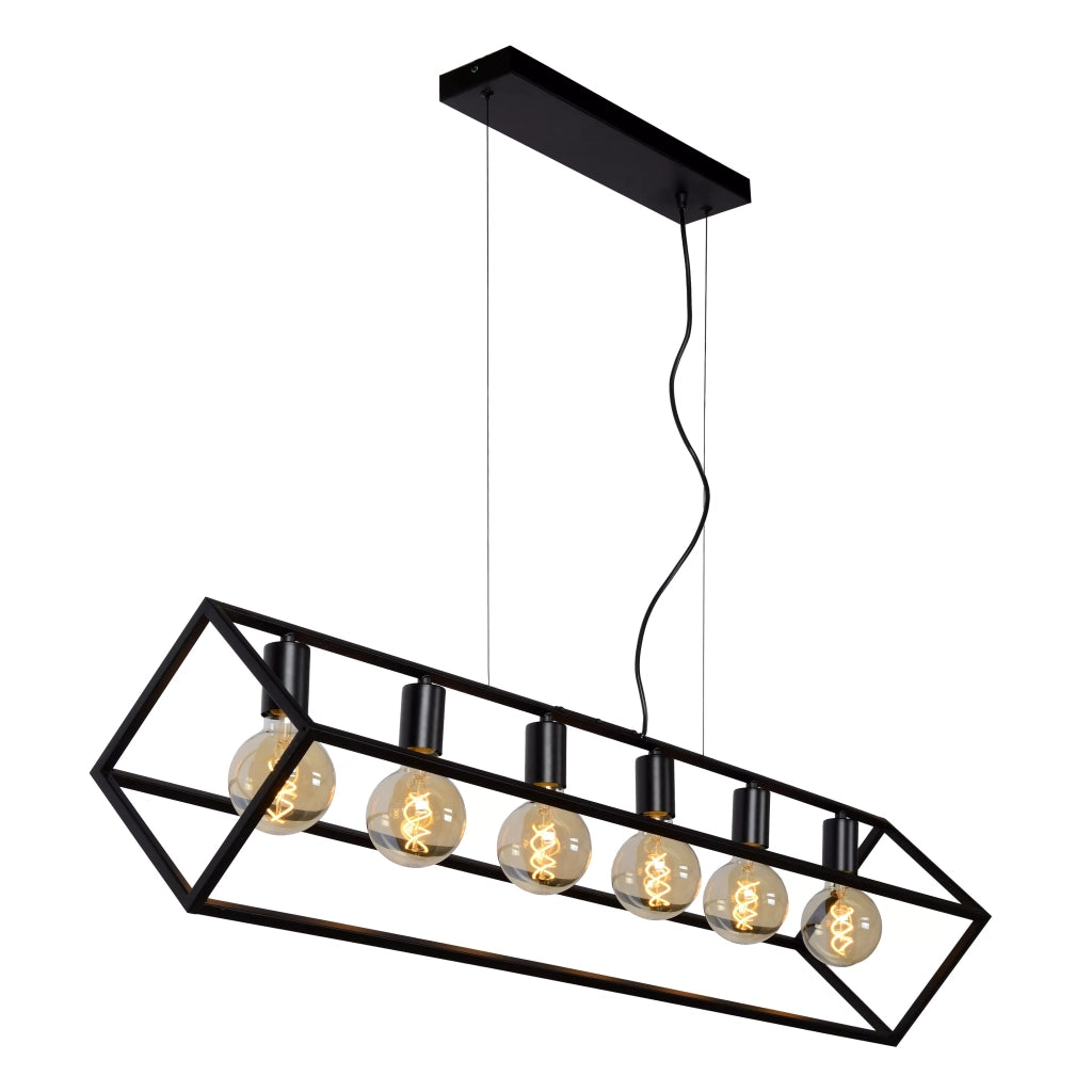 Lampada a sospensione loft nera Fabian 6xE27 Lucide