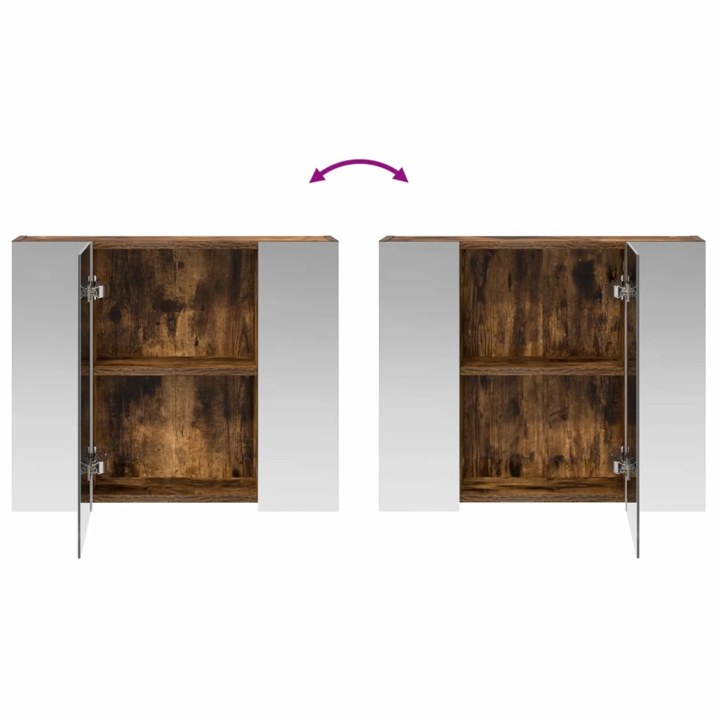 Mobiletto per specchio da bagno Rovere fumé 60 x 14,5 x 50 cm