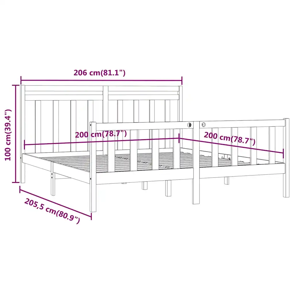 Giroletto-Struttura Letto in Legno Massello di Pino 200x200 cm 652291