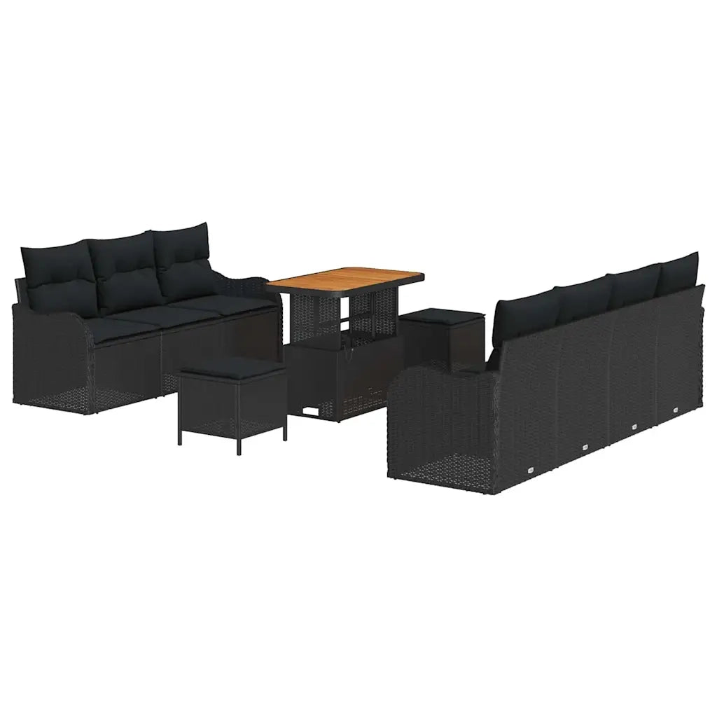 Set Divano da Giardino con cuscino 10 pcs Nero polyrattan 3362229