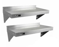 Set 2 Mensole a Muro 90x30 cm per Cucine di Ristoranti Pizzerie in Acciaio Inox