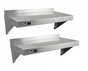 Set 2 Mensole a Muro 90x30 cm per Cucine di Ristoranti Pizzerie in Acciaio Inox