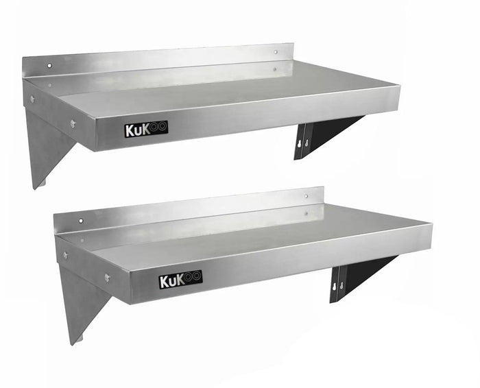 Set 2 Mensole a Muro 90x30 cm per Cucine di Ristoranti Pizzerie in Acciaio Inox