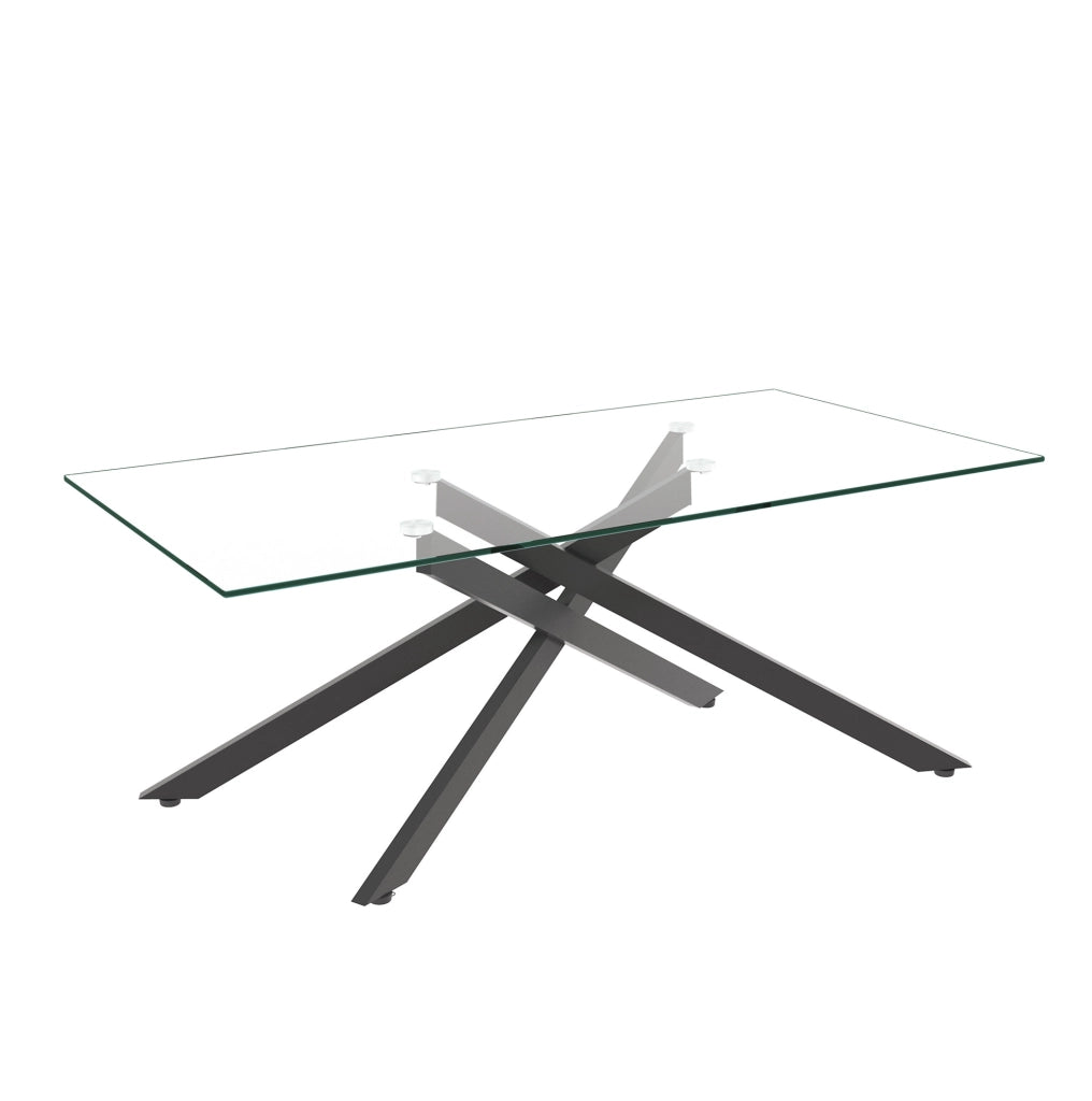 Tavolino da caffè 100x60x46 cm in vetro temperato con struttura in metallo nero