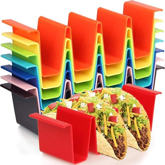 8 Stuks Plastic Taco Houders, Standaard Set per Taco Truck, Trays in Colori Arcobaleno