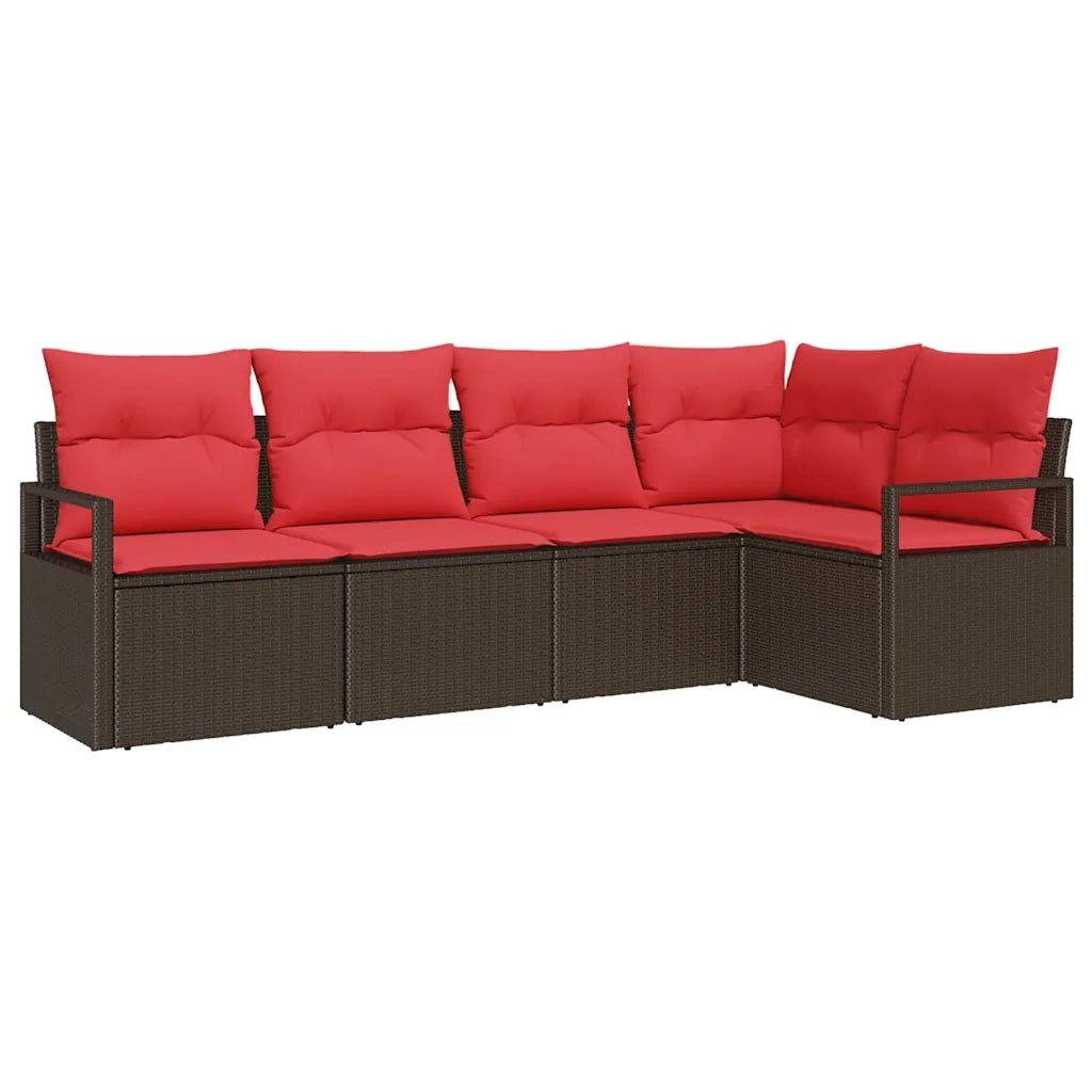 Set di divani 5 pz | Set Salotto da Giardino Marrone polyrattan