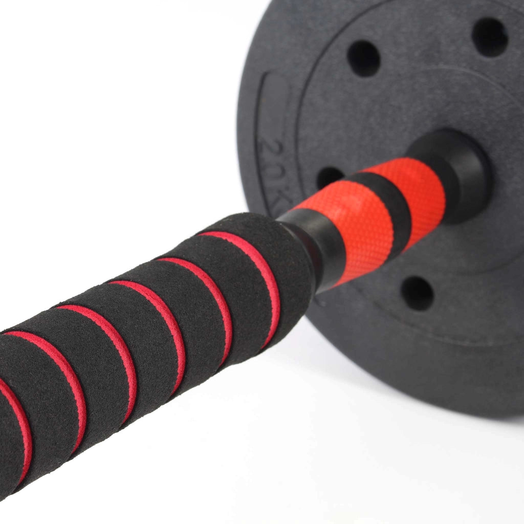LUXTRI Set manubrio corto e bilanciere 2in1 30kg con 16 dischi per fitness allenamento forza