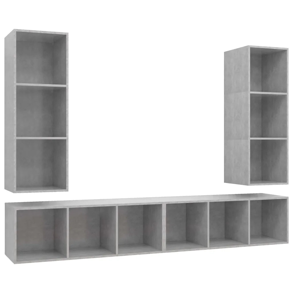 Mobile TV a Parete 4 pz-Set di 4 Mobile TV a Muro Grigio Cemento in Truciolato 102274