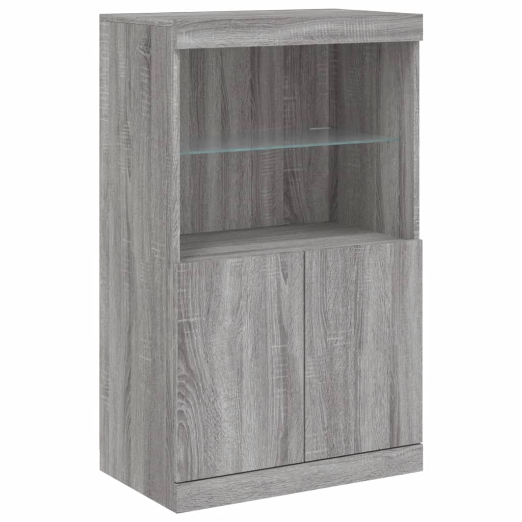 Buffet credenza cassettiera armadio mobile contenitore organizer per cucina soggiorno salotto con luci LED Sonoma 181,5 x 37 x 100 cm grigio 02_0030062