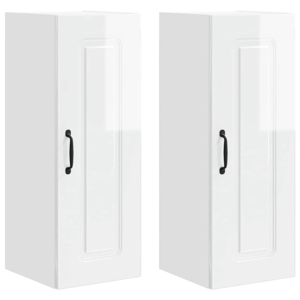 Set di 2 pensili da cucina moderni ed eleganti 30 x 31 x 80 cm in legno composito bianco lucido 02_0053692