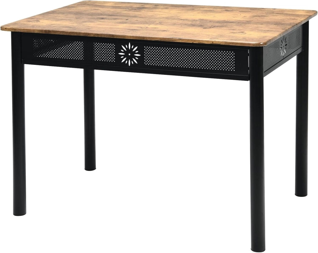 Gianex - Set da tavolo da pranzo da 5 pezzi, set da tavolo rettangolare con 4 sedie tappezzate per 4 persone a casa, sala da pranzo, ristorante