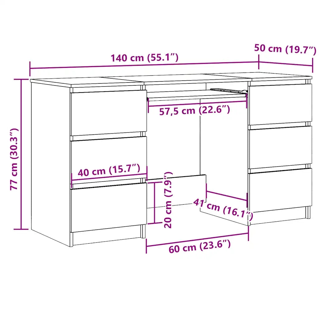 Scrivania Grigio Sonoma 140x50x77 cm in Legno Multistrato 815439