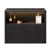 Mobile bagno con cassetto frontale in legno massello e struttura in multistrato per bagno 69×55×54 cm nero