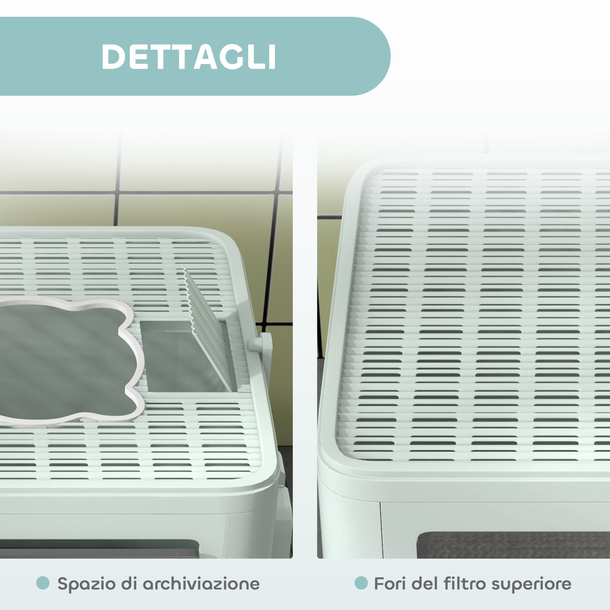 Lettiera per Gatti Chiusa Doppia Entrata con Paletta e Spazzola Integrata Verde