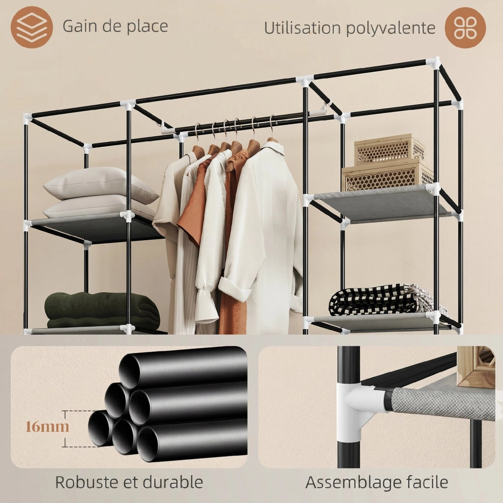 Armadio Guardaroba Appendiabiti con Ripiani ¨C Minimal ¨C Grigio 150x43x162.5 cm