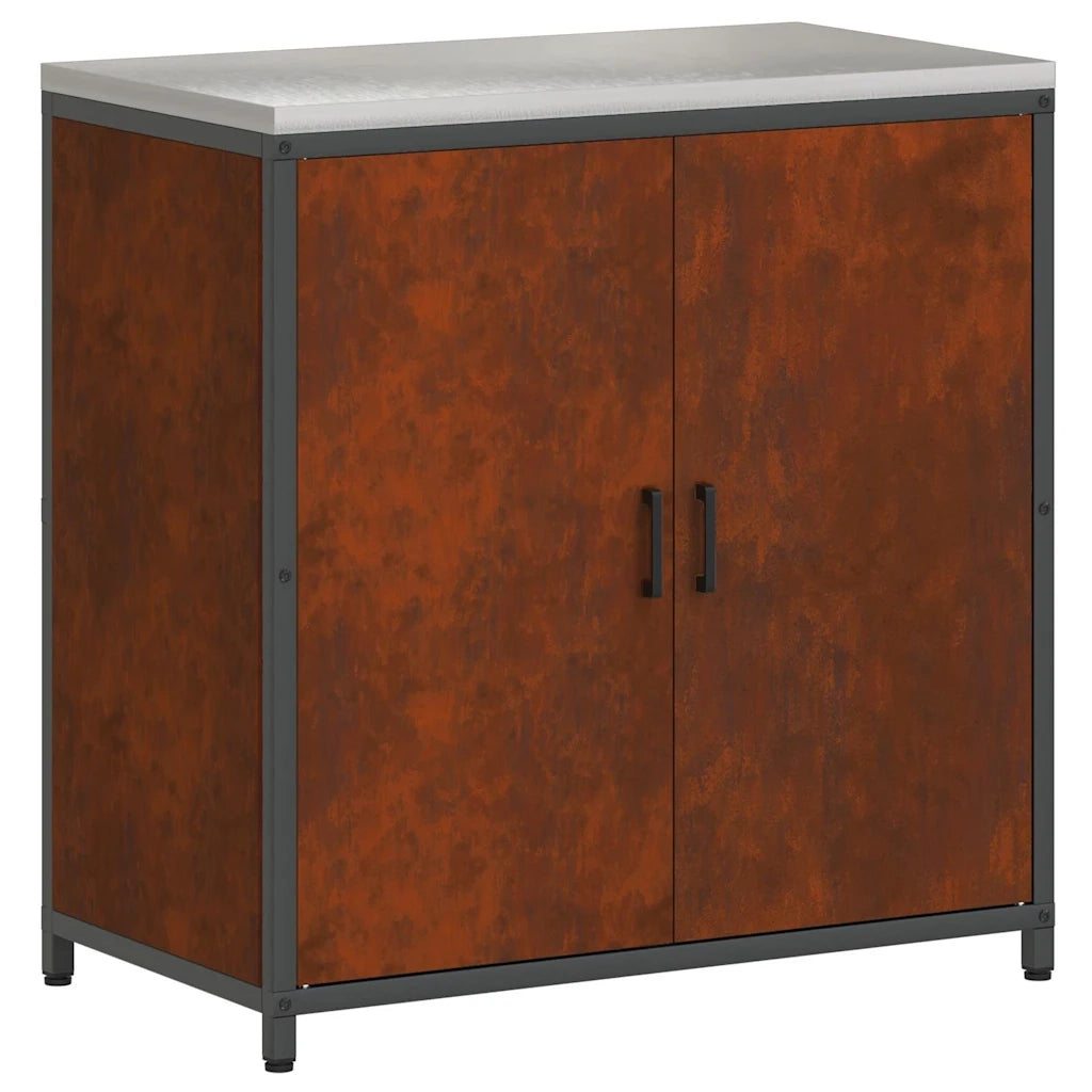 Set di Stoccaggio per Cucina con porta 2 pz-Armadietto Cucina-Armadietto Cucina Ruggine Acciaio 529223
