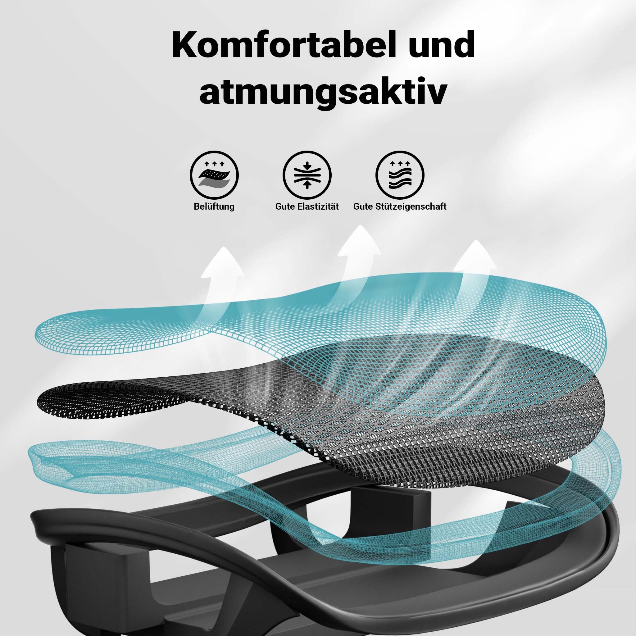 Sedia da ufficio ergonomica con regolazione di poggiatesta, braccioli e schienale, max 150 kg