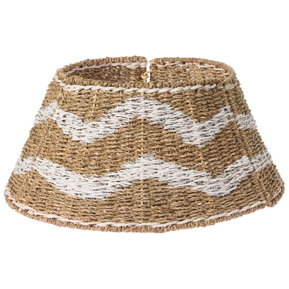 Collare dell'albero di Natale naturale con seagrass bianco ⌀ 51 cm Accessori rotondi fatti a mano
