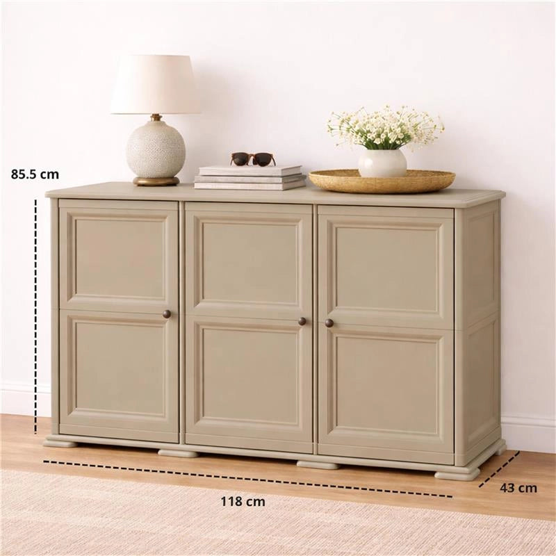 ARMADIO 3 ANTE TALPA 118X43X85,5 CM CON PUNTALI E ANTE EFFETTO LEGNO – MOBILE CONTENITORE SALVASPAZIO PER ZONA GIORNO