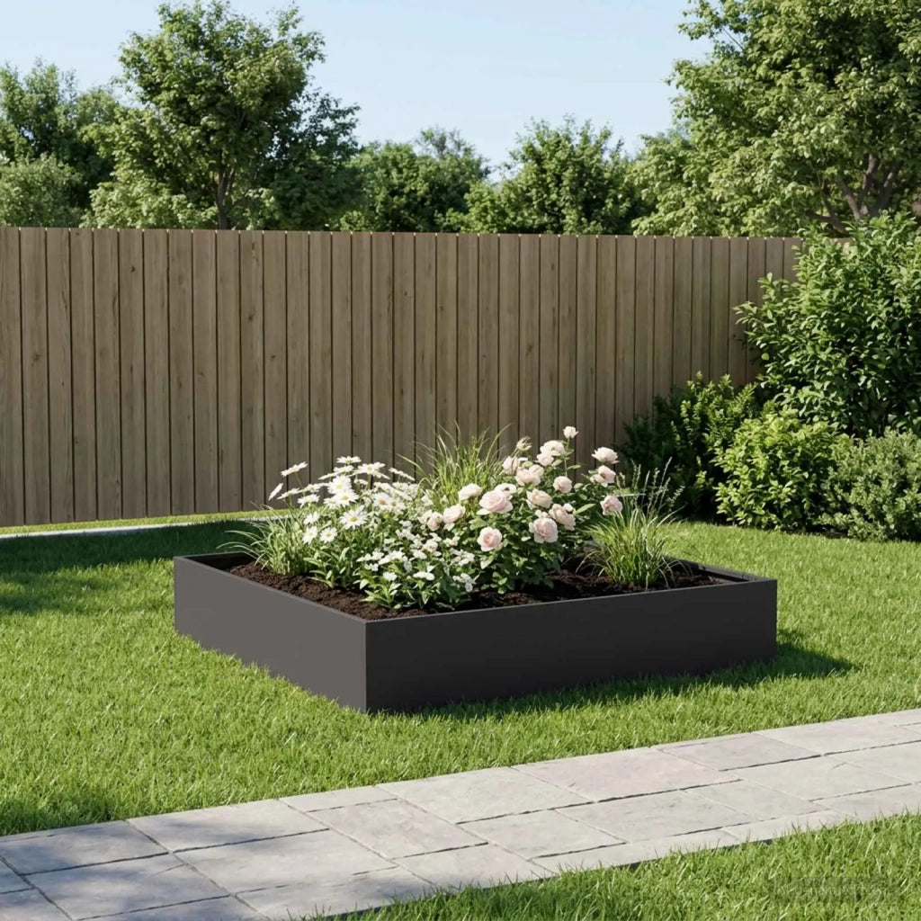 Vaso da giardino Nero 80 x 80 x 20 cm Acciaio laminato a freddo 8005008