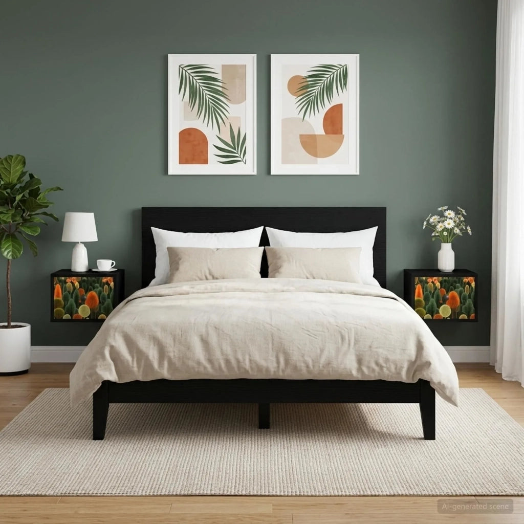Mobiletto da comodino a parete ZAANDAM 2 pz Rovere Nero 8007476