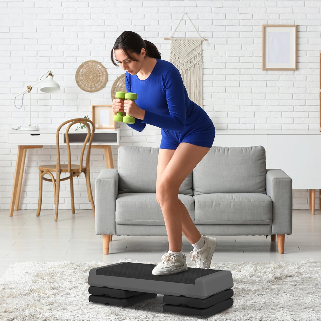 Stepper Fitness Regolabile in Altezza ¨C zephmum ¨C Plastica Grigia