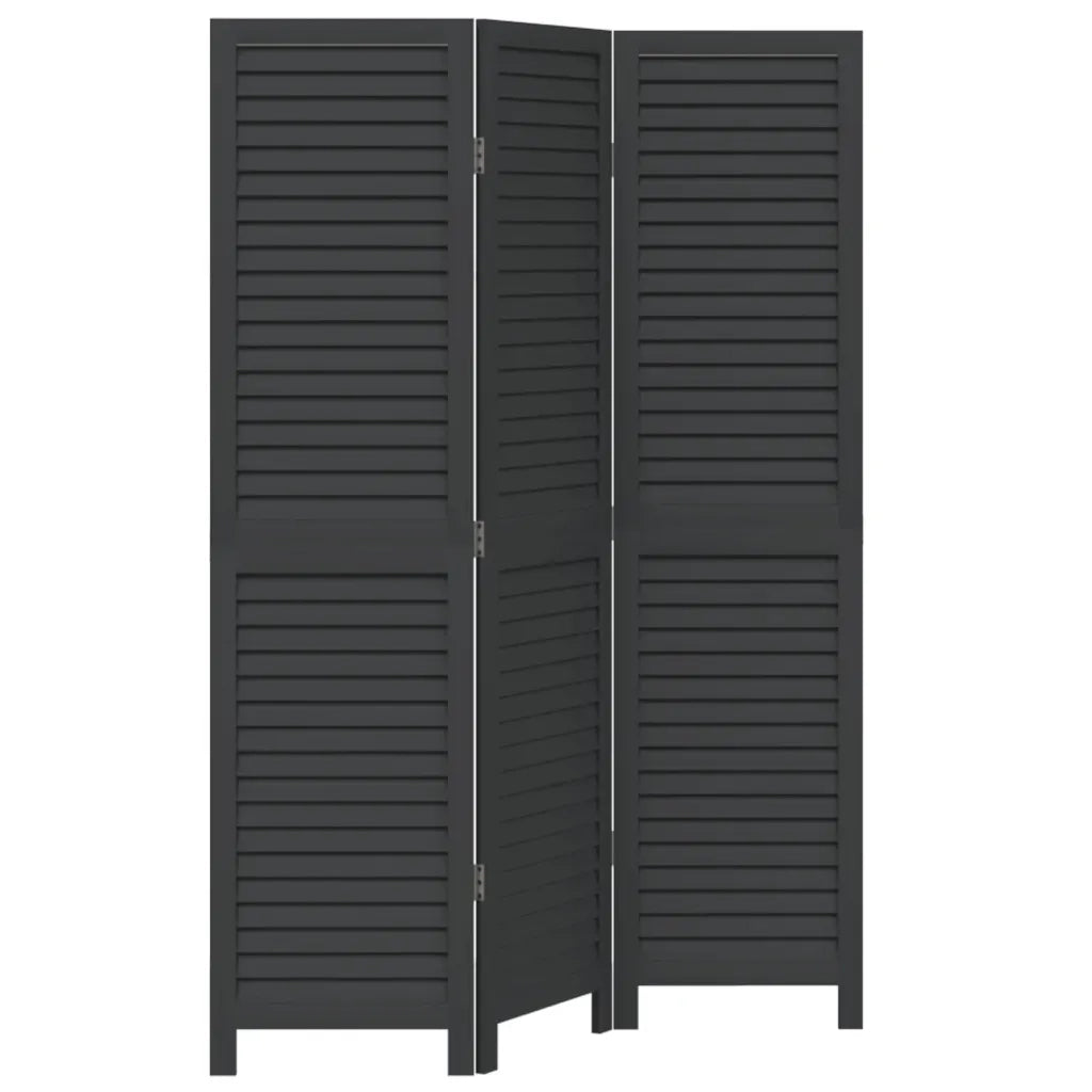 Divisorio Ambienti | Divider per stanze | Paravento 3 Pannelli Nero Legno Massello di Paulownia