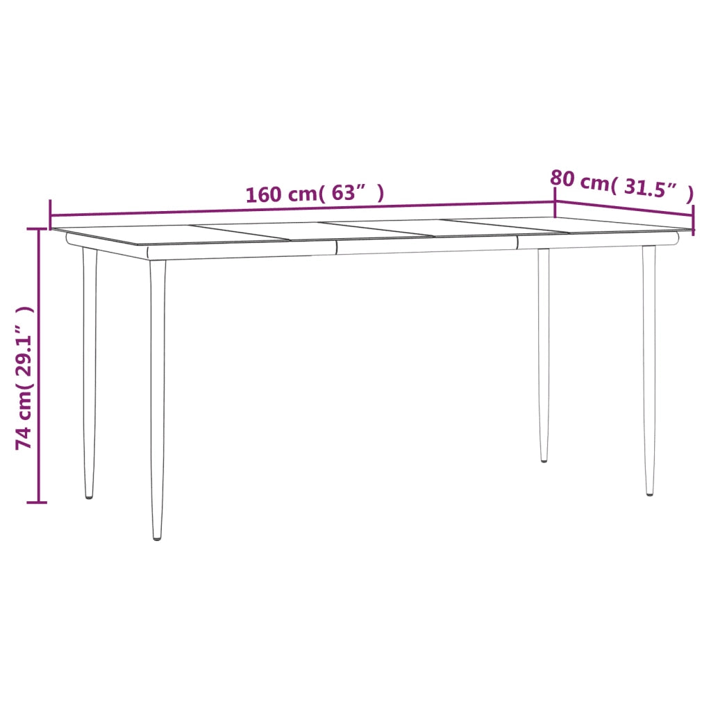 Set da Pranzo da Giardino 7 pz | Set Salotto da Giardino Nero in Acciaio e Textilene