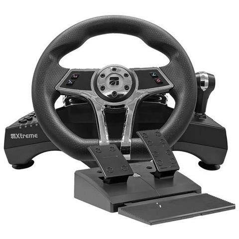 Volante e pedaliera simulatore guida playstation 4 hurricane+5 wheel black e grey 90429