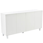 Credenza e Madia con 4 Ante e Ripiano Regolabile; Frontali a Specchio; Maniglie Cristallo; in MDF; 160??40??84 cm; Bianco