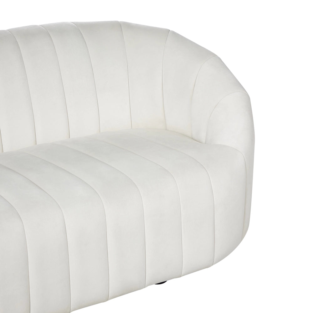 Divano 2 posti in velluto bianco sporco Design contemporaneo e retrò Seduta imbottita e schienale basso