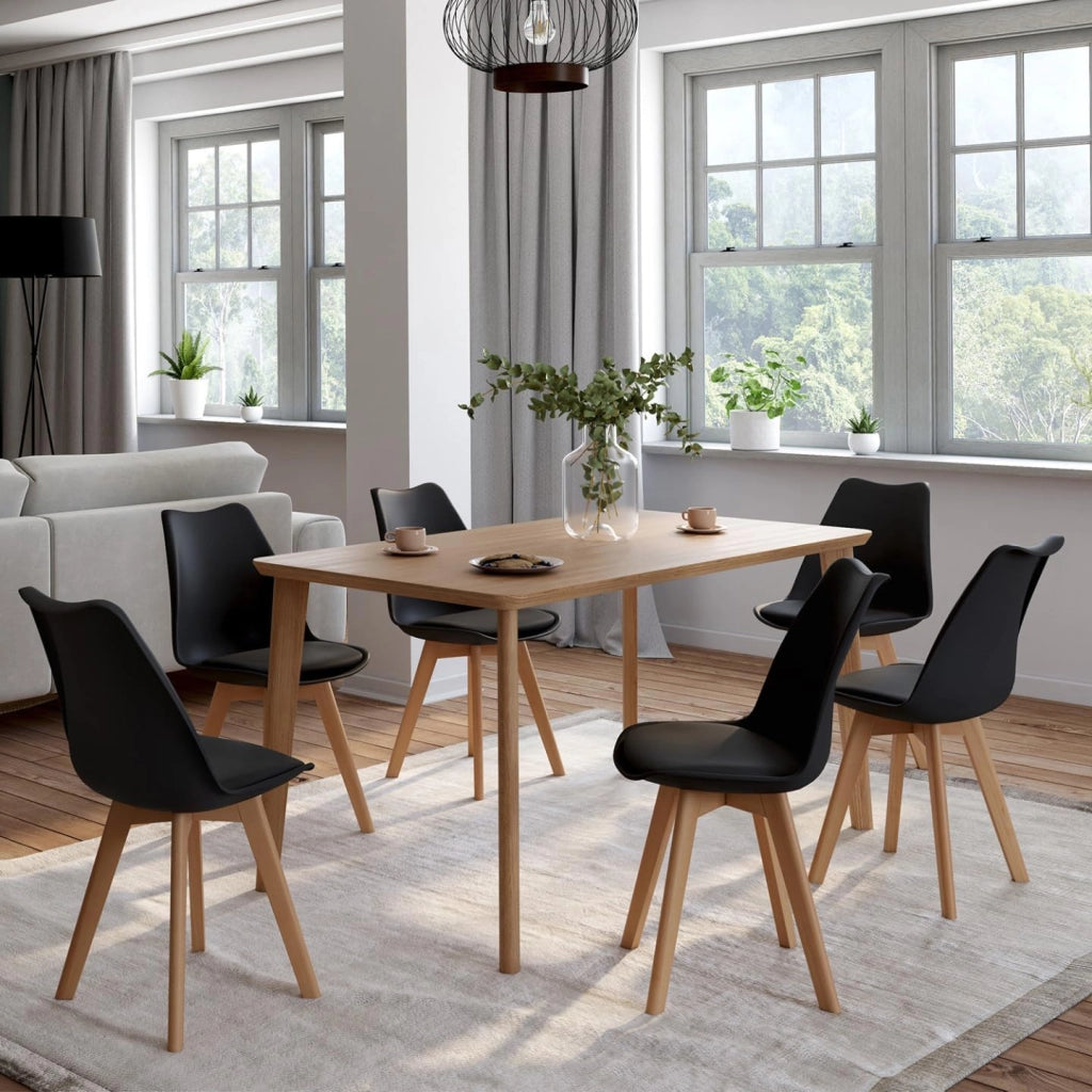 Set di 6 sedie SARA nere per sala da pranzo