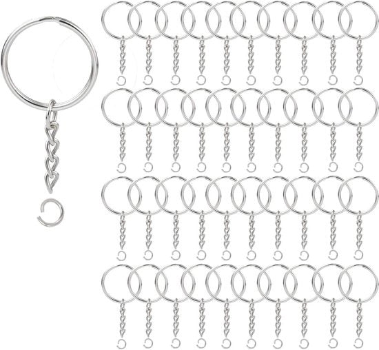 100 pezzi di anelli da chiave con catenella e anello aperto, anelli da chiave a 1 pollice con anello a goccia in bulk per la creazione di accessori