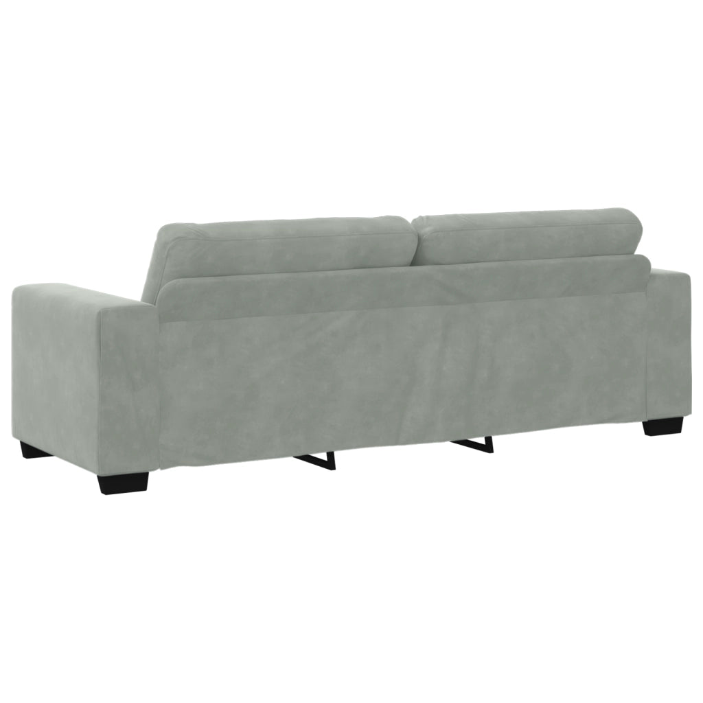 Set Divano a 3 Pezzi con Cuscini Velluto Grigio Chiaro