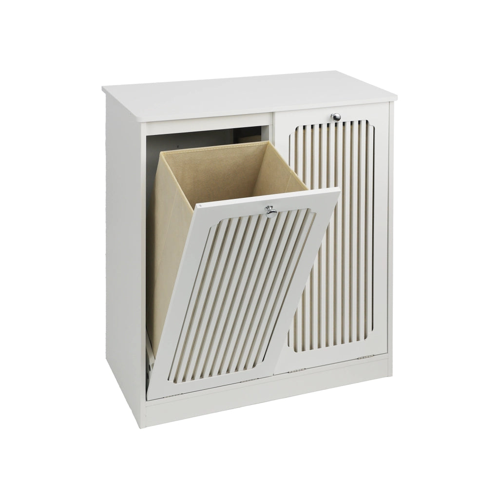 ARMADIO PORTABIANCHERIA Con frontale a lamelle MDF e truciolato Bianco