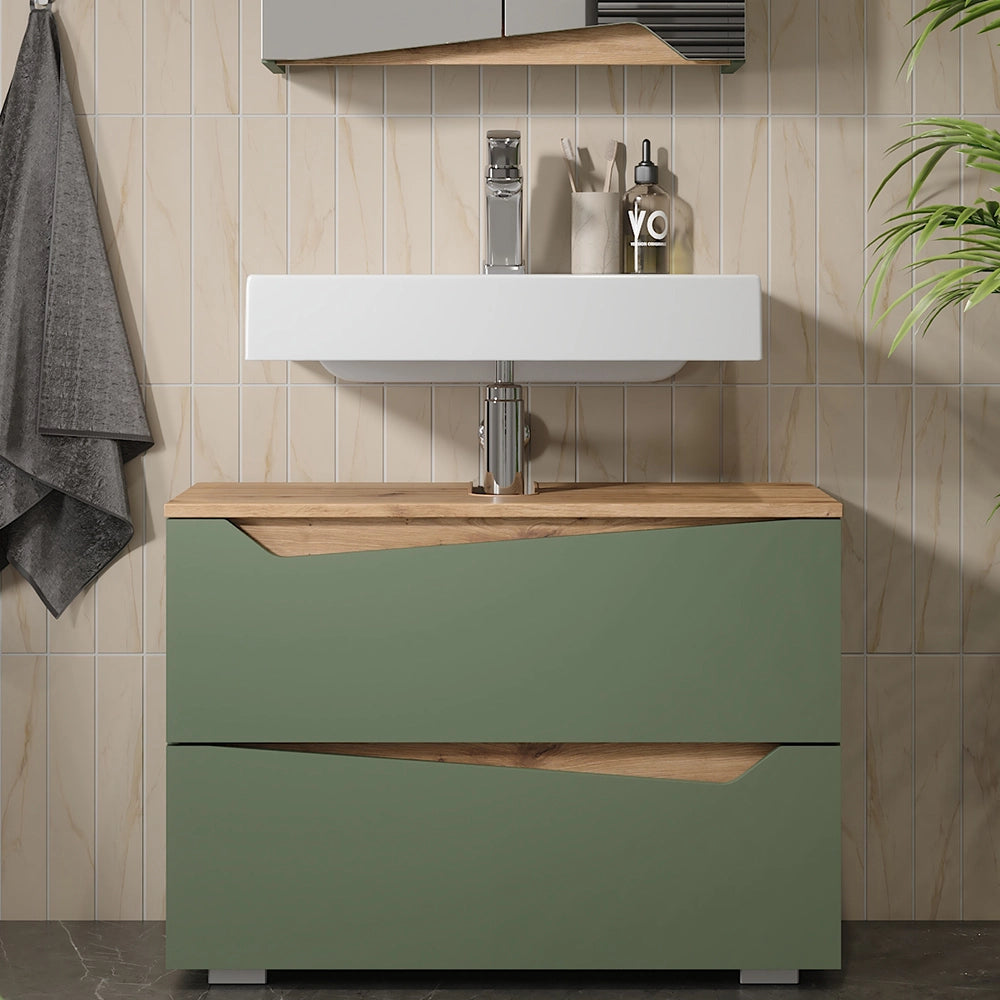 Vicco Mobile sottolavabo per bagno Verde/Artigianale 80 x 57.5 cm con 2 cassetti